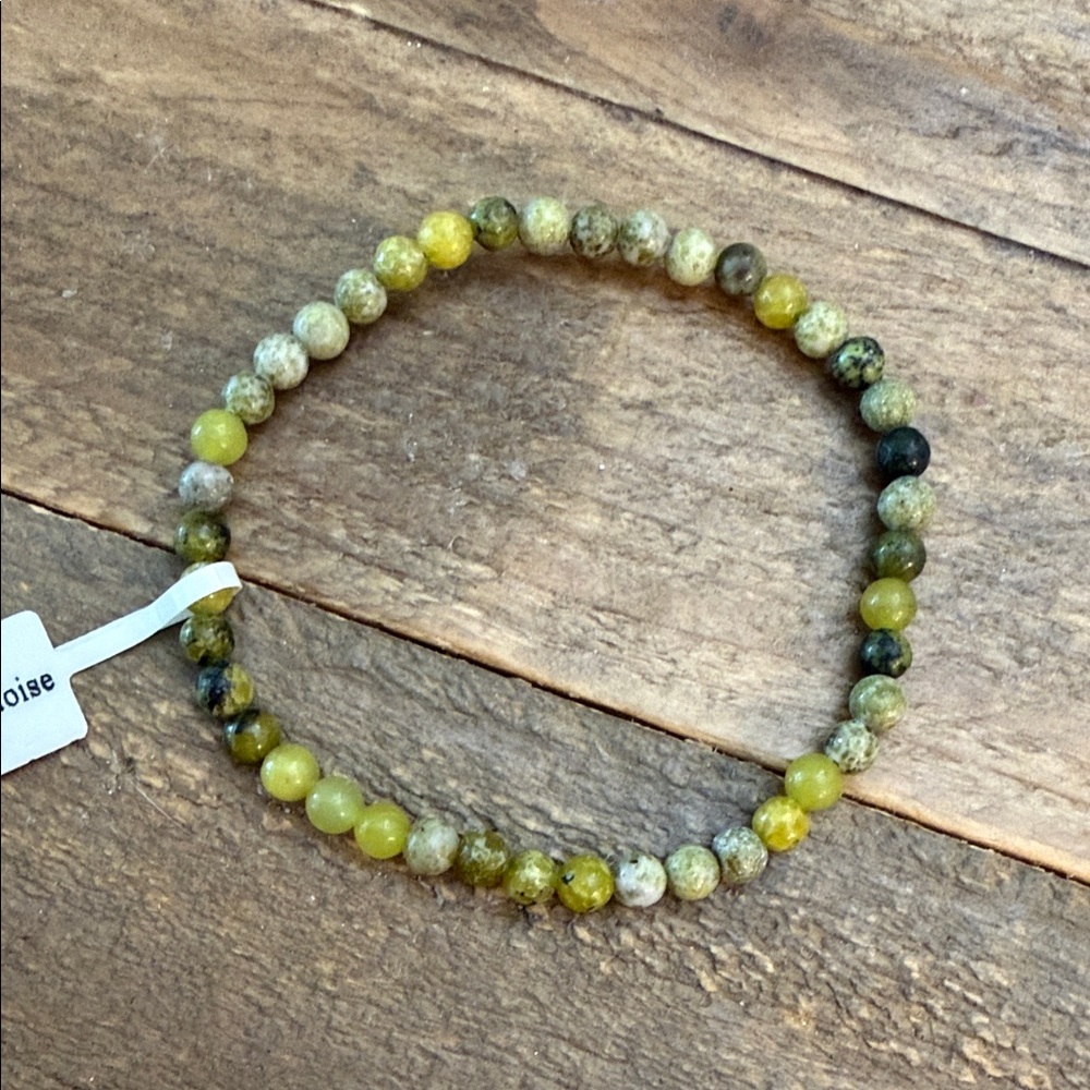 Yellow Tourauise 4mm Beaded Bracelet